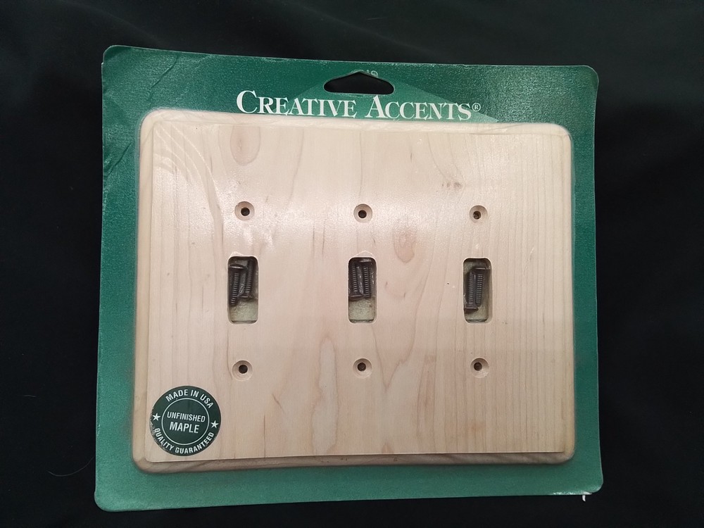 3 TOGGLE LIGHT SWITCH OUTLET UNFINISHED MAPLE WALLPLATE NEW JACKSON DEERFIELD