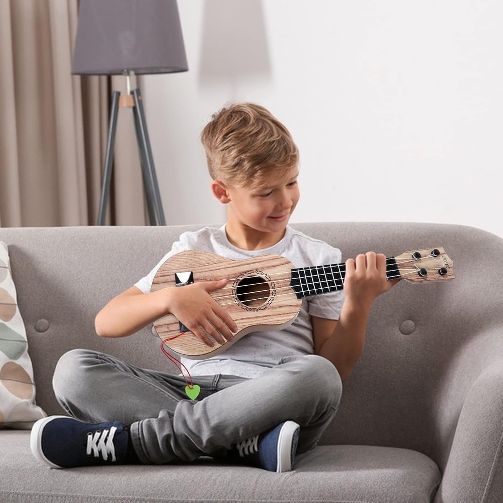 Koa Color 17in Kids Ukulele - 4 String Mini Guitar for Creative Play & Learning