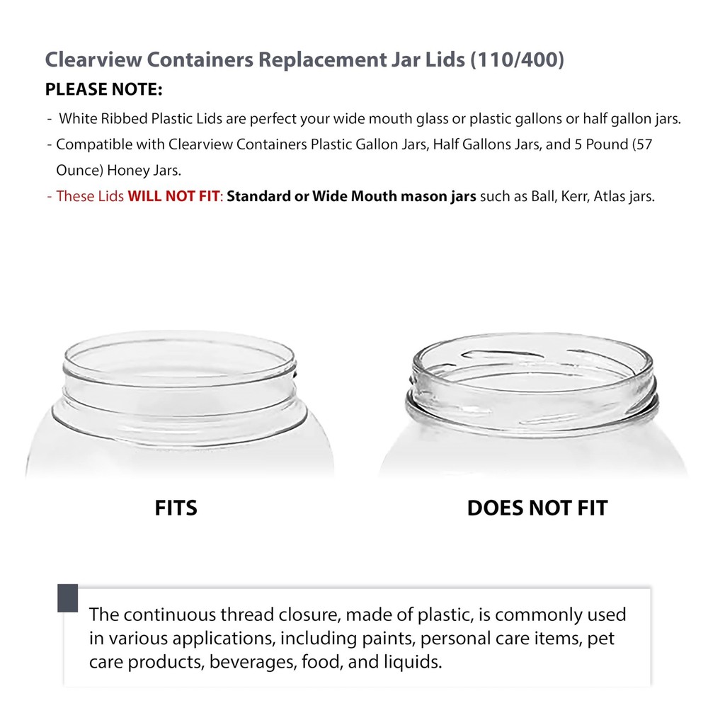 110mm White Plastic 6 Pack Replacement Lids with Leak Proof Liner - 110/400 P...