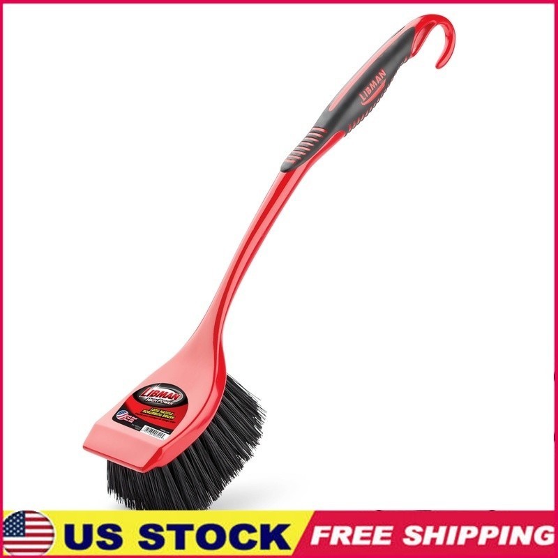 Long Handle Utility Scrub Brush Multi Surface Cleaning Tool W/ Scraper New