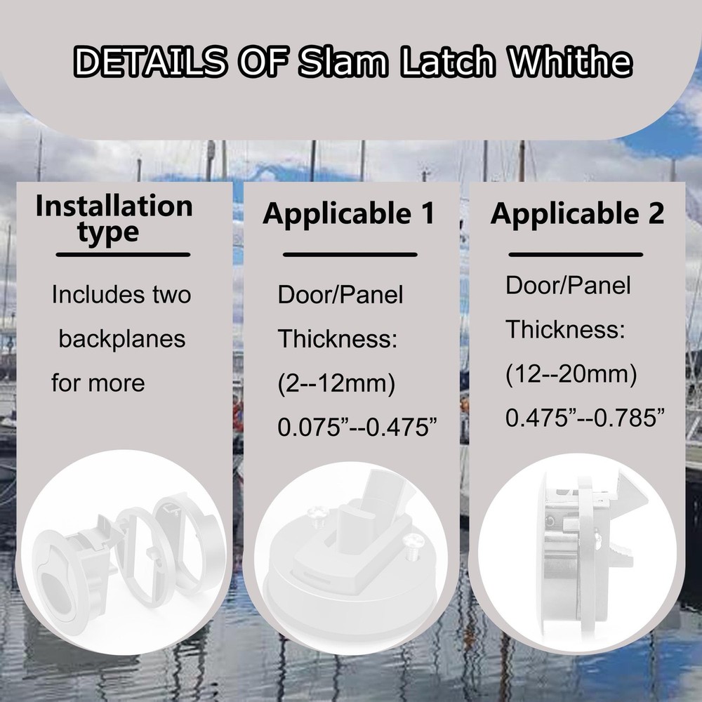 Searoam Slam Latch 2'' Flush Pull White Plastic Handle 2 Inch,