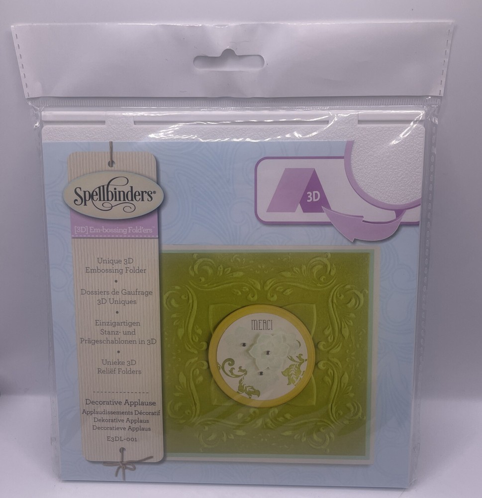 Spellbinders 3D Decorative Applause Embossing Folder E3DL-001 NEW