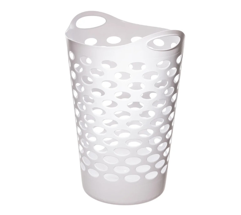 (3 pack) Mainstays Plastic Round Laundry Hamper, White, with Carrying Handles