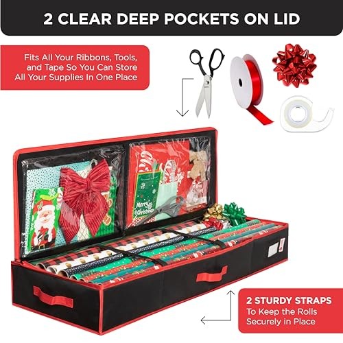 Premium Wrapping Paper Storage Container -Durable Material 600D tear-proof -