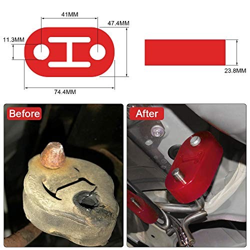 Universal 4PCS PolyUrethane Exhaust/Muffler Rubber Short Hanger Insulator Red