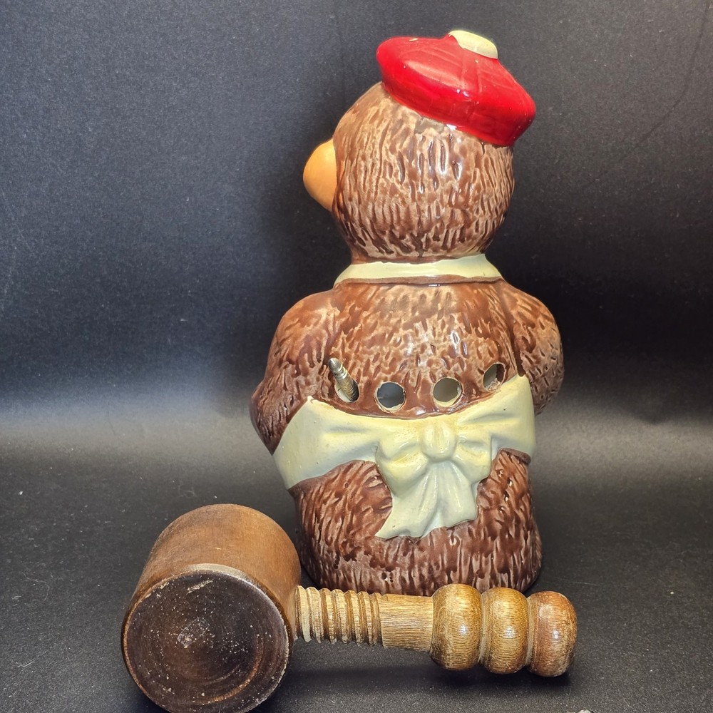 Vintage McCrory Ceramic Monkey Nut Cracker Mallet Pick Set Earthenware 7.5"