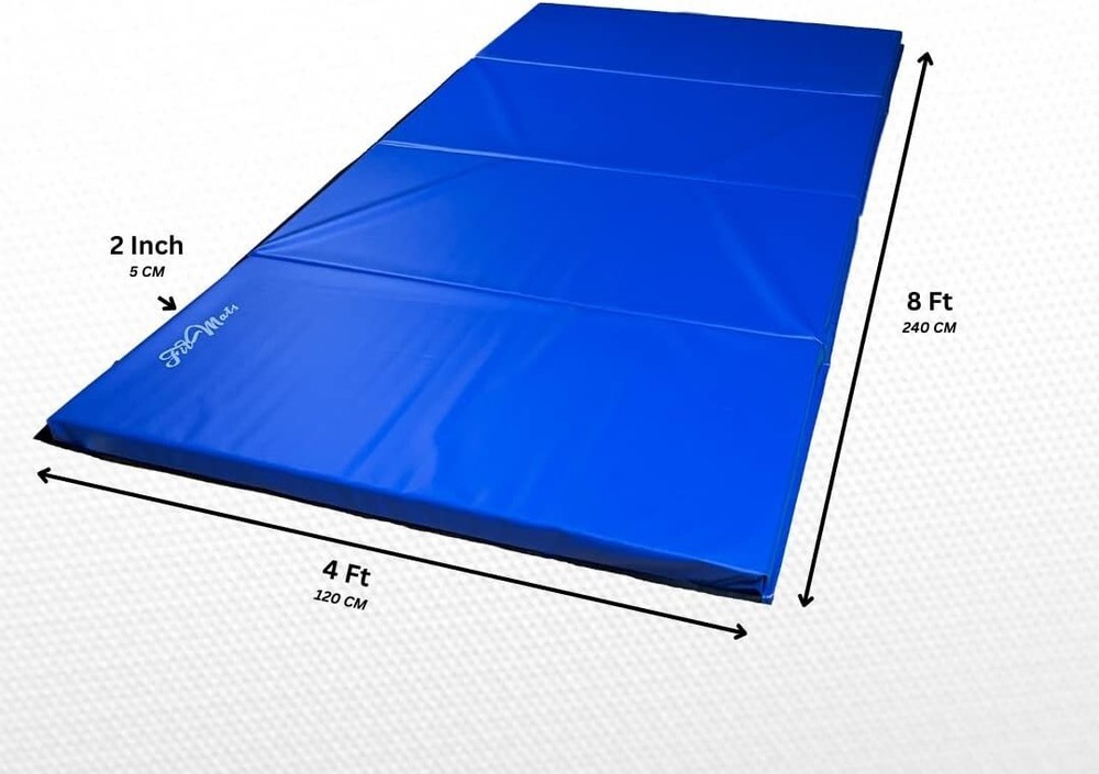 FitMats 4-Fold Blue Sky Exercise Mat - 4ftx8ft - Thick Comfortable Foam NoVelcro