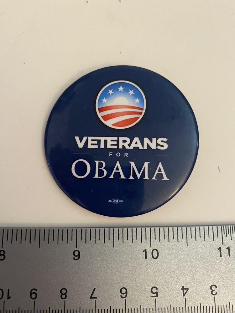 Veterans For Obama Pin Back Button P24