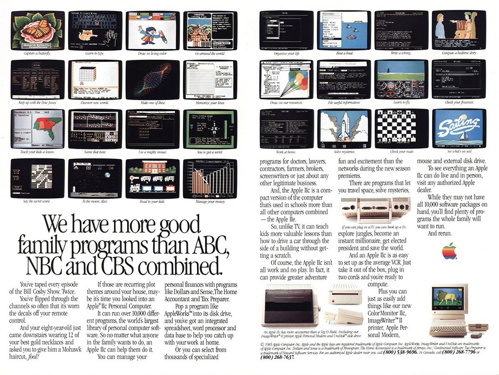 1985 Apple Computer: Good Family Programs Vintage Print Ad