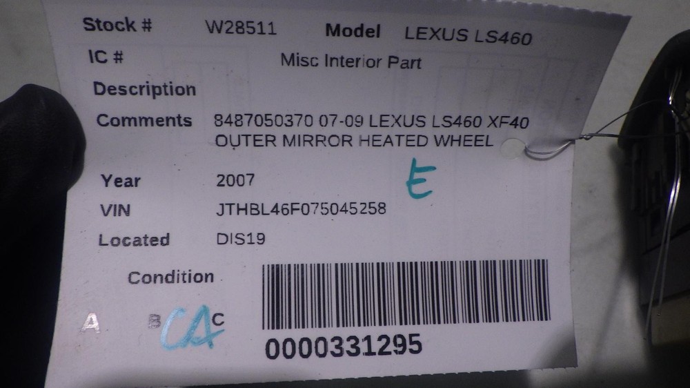 07 LEXUS LS460 Outer Mirror Heated Wheel Control Switch 8487050370