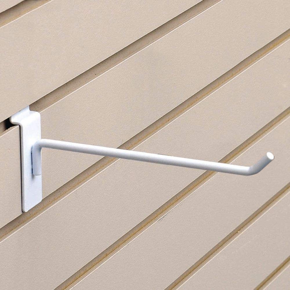 8" White Slatwall Hooks