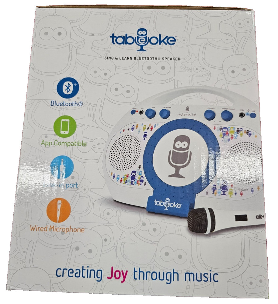 THE SINGING MACHINE TABEOKE PORTABLE BLUETOOTH KARAOKE SYSTEM, WHITE New