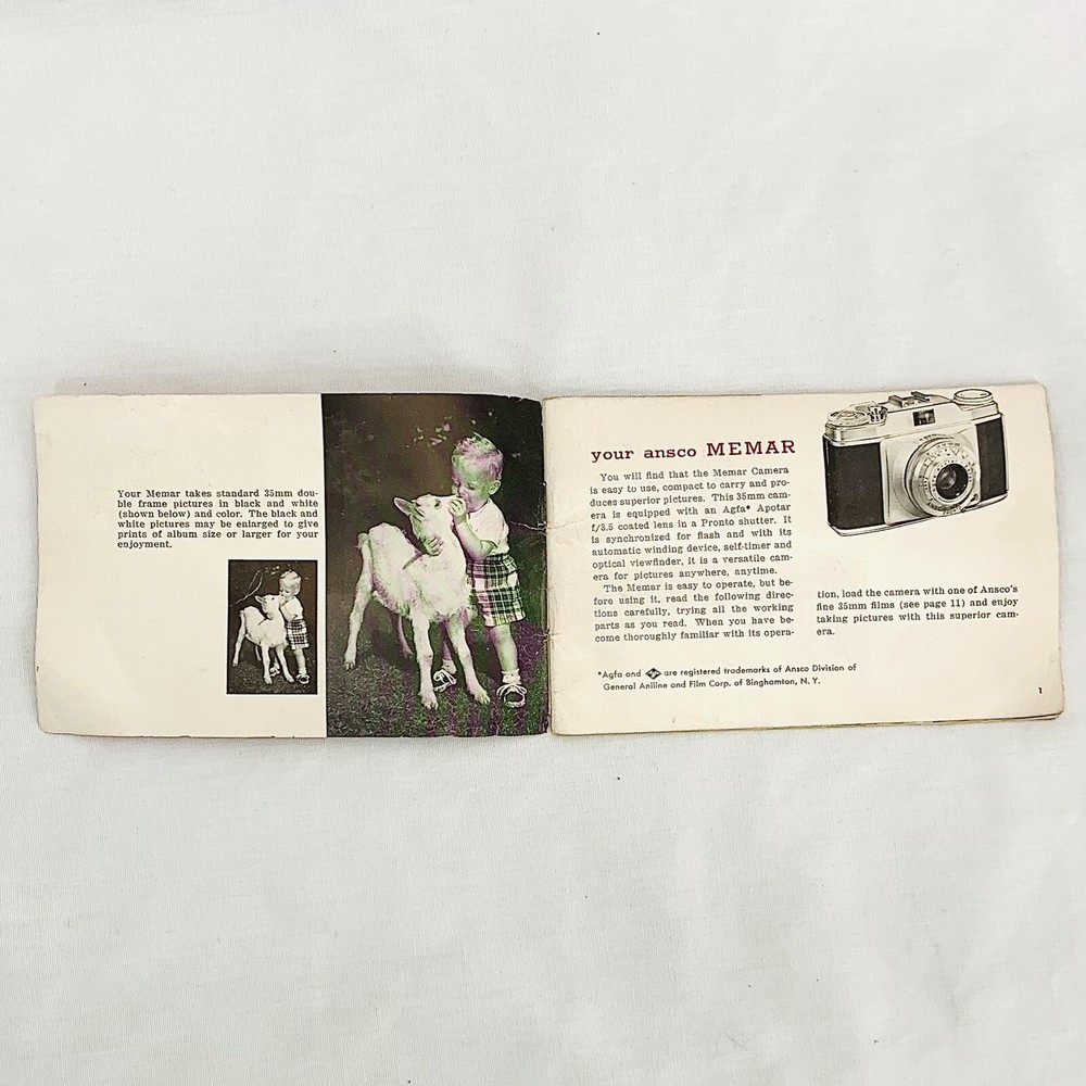 Vintage Ansco Memar 35mm Camera Instruction Manual Booklet
