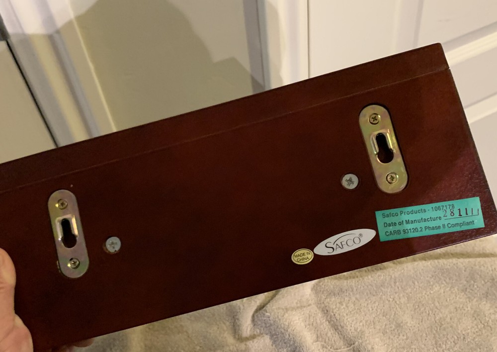 Safco 4220MH Solid Wood Wall-mount•• Mahogany. Wall Rack With 2 Hooks*