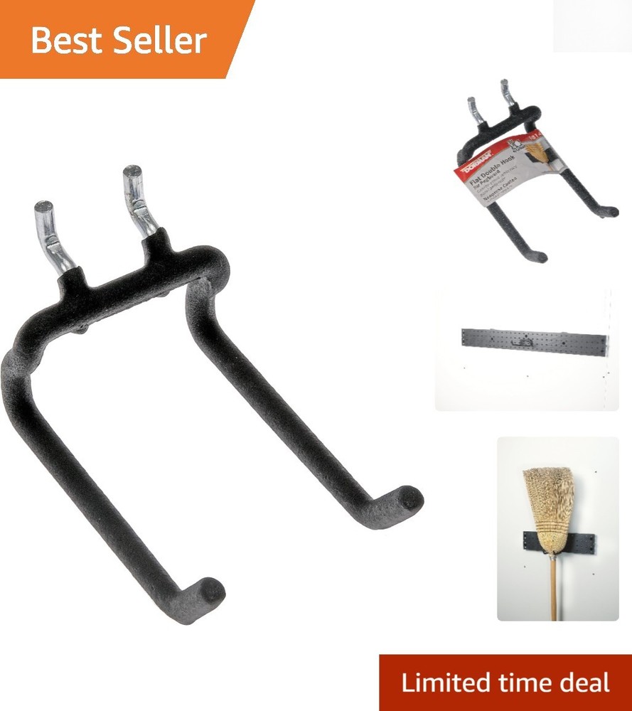 Versatile Heavy-Duty Double Hook for Pegboard – Ideal for Garden & Garage Tools