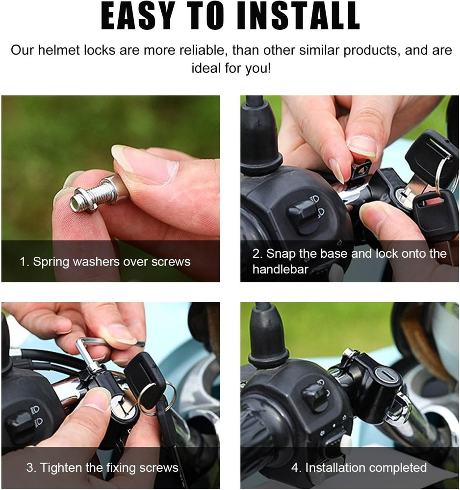 Motorcycle Helmet Lock Anti Theft Handlebar Mount Security Lock w Keys...