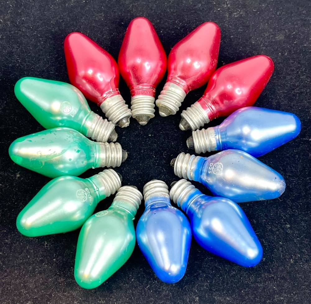 ￼ Vintage 12 satin bright Christmas lightbulbs. All Have Been Tested.