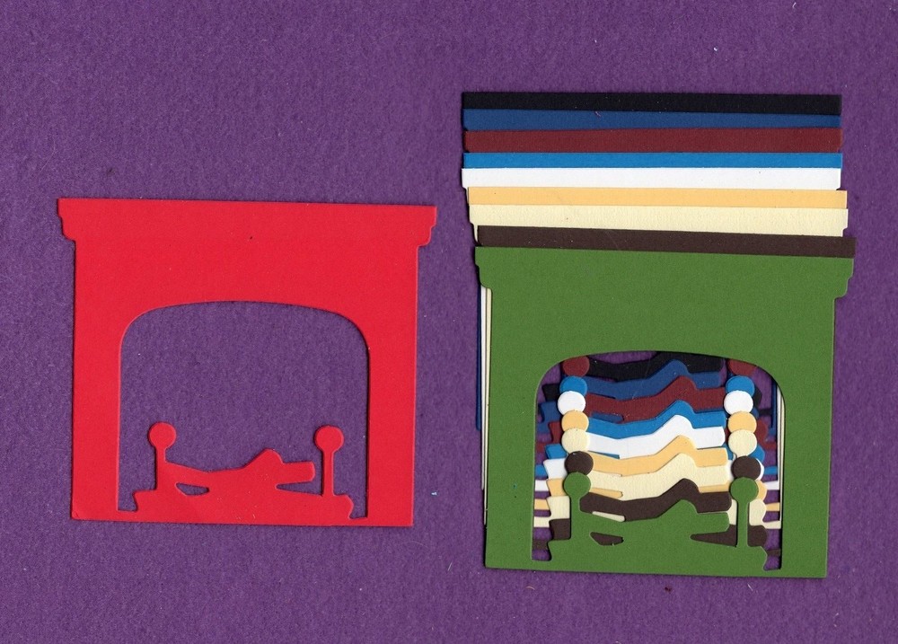 FIRE PLACE die cuts scrapbook cards