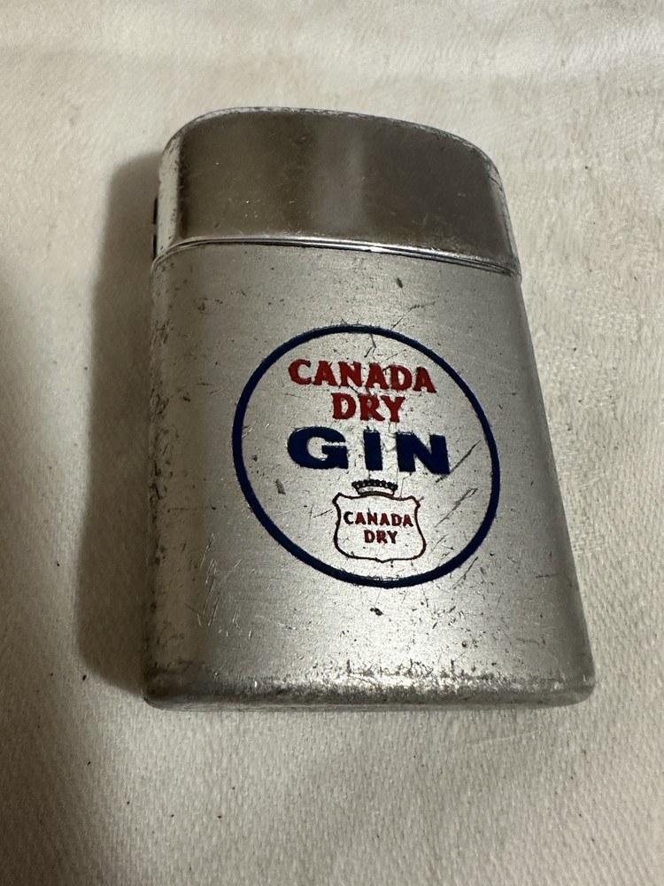 Vintage Ronson Typhoon Lighter Canada Dry Gin Sparks