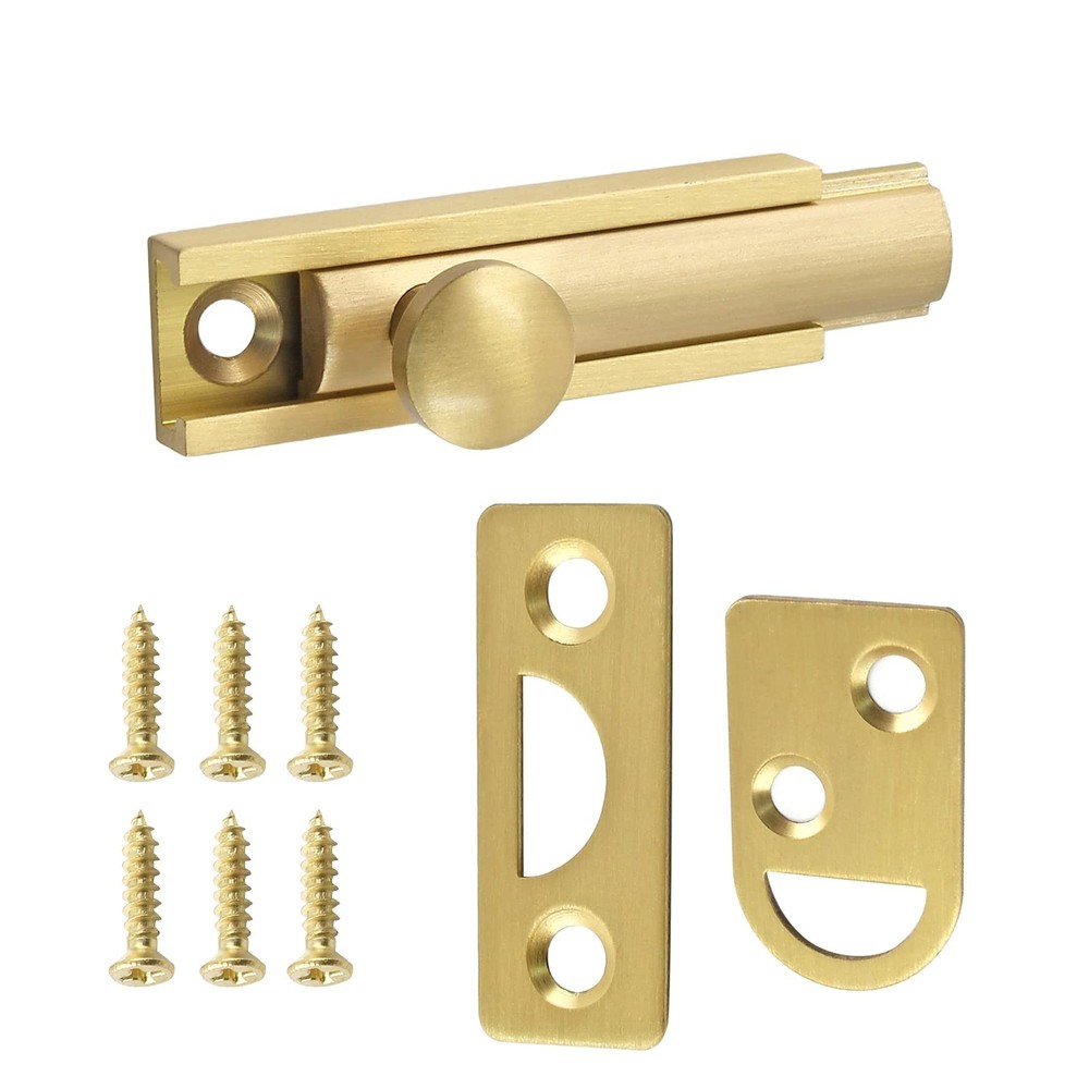 2 Inch Solid Brass Surface Bolt, Brass Slide Bolt Latch, Cabinet Surface Bolt...