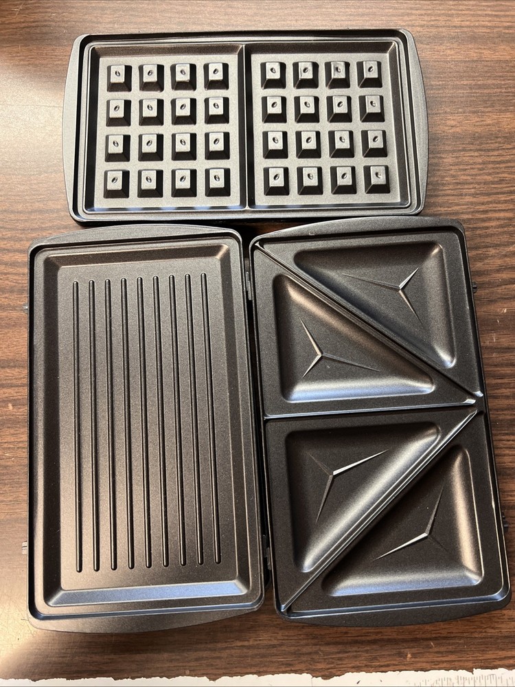 6 Ea B&Decker Interchangeable Nonstick Plates For Sandwich, Waffle, Panni Maker