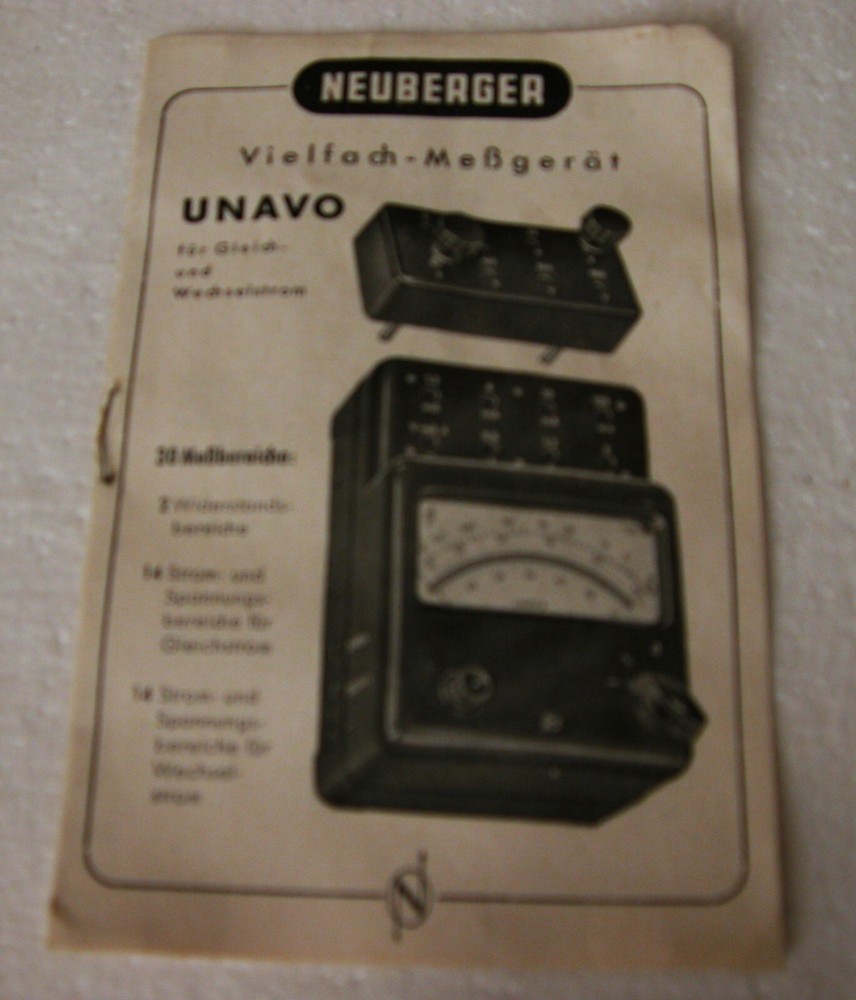 Old meter voltmeter Unavo By Neuberger (ud)