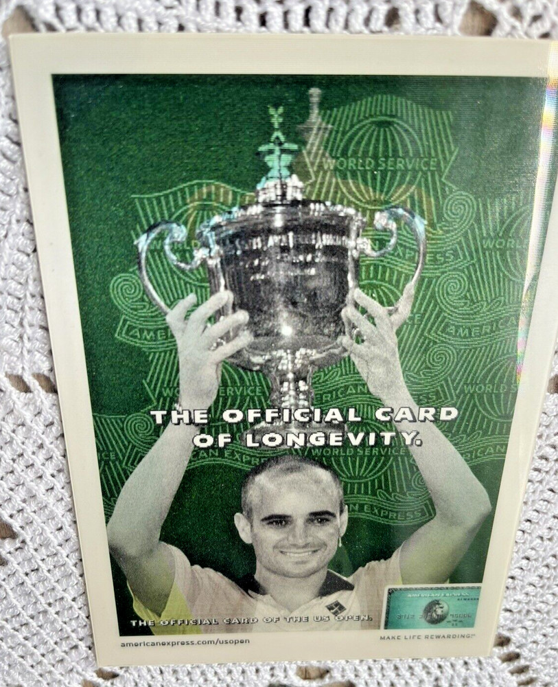 2003 Postcard Andre Agassi Longevity American Express Hieroglyphic Style