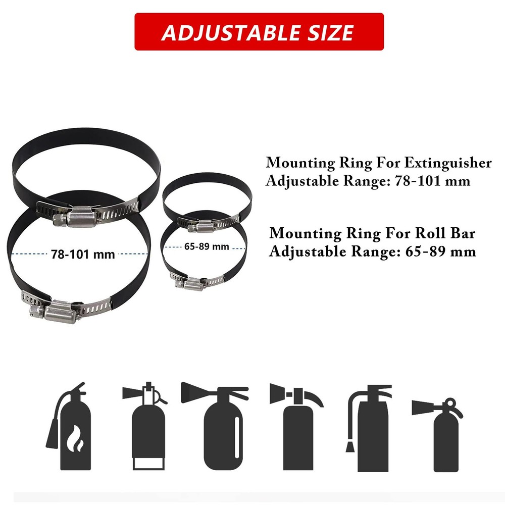 Quick Release Fire Extinguisher Mount - Aluminum Adjustable UTV Roll Bar Fire