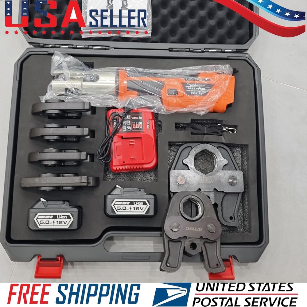 1/2" -2" Pro Press Tool Pipe Crimping Kit Press Tool Battery Kits with 6 Jaws