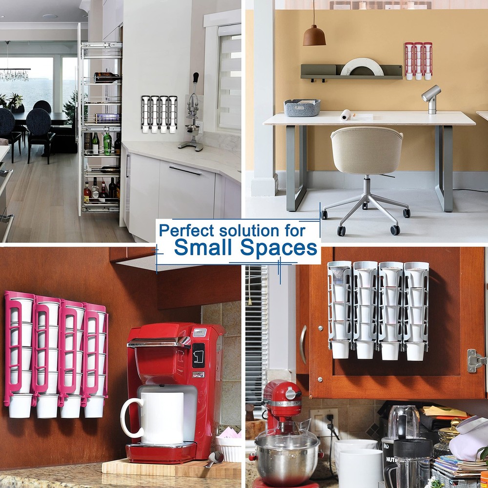 Red Side Mount K-Cup Holder for Keurig Coffee Pod Storage for Small Counters