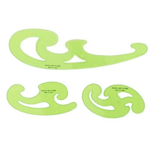 French Curve Set, 3 Shapes, Clear Curve Ruler, Drafting Tools, Single 3pcs set