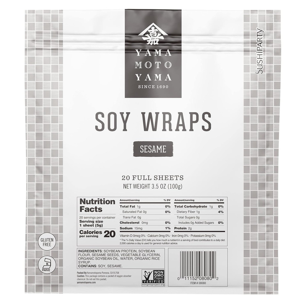 Sushi Party Soy Wrapper, Sesame, 20 Count, 3.5 Ounce Bag