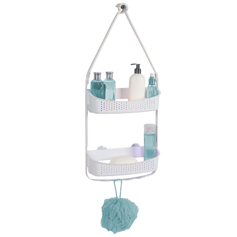 Convertible Shower Caddy 2 Tier Organizer Rust Resistant W/ Accessory Hooks US