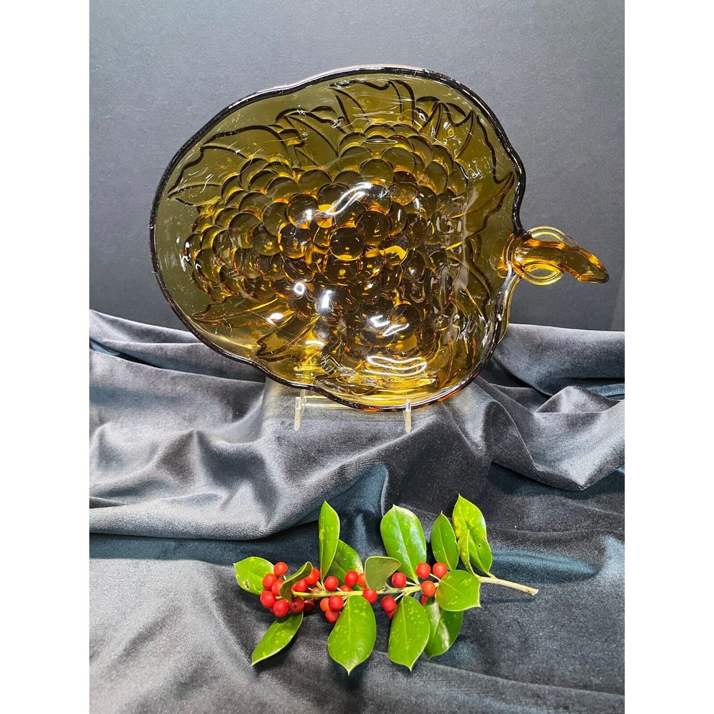 AMBER Blenko Glass grape shaped fruit/serving BOWL
