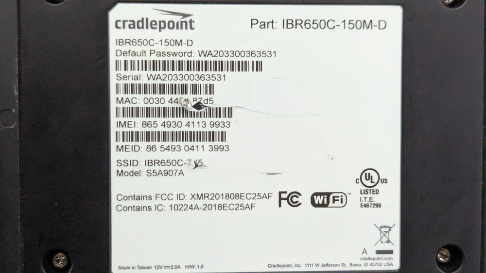 Cradlepoint IBR650C-150M-D LTE Wireless Router - Untested