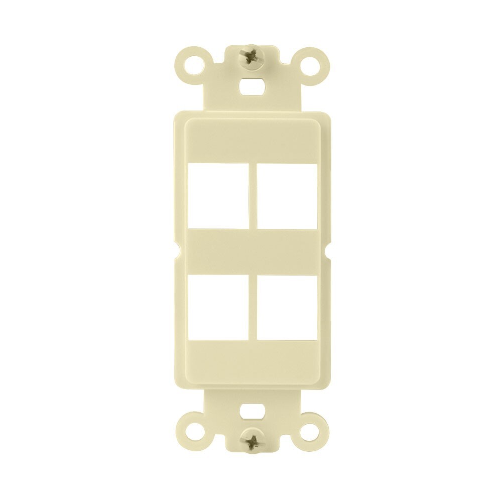 Construct Pro 4-Port Single Gang Keystone Decora Style Insert Strap (Ivory)