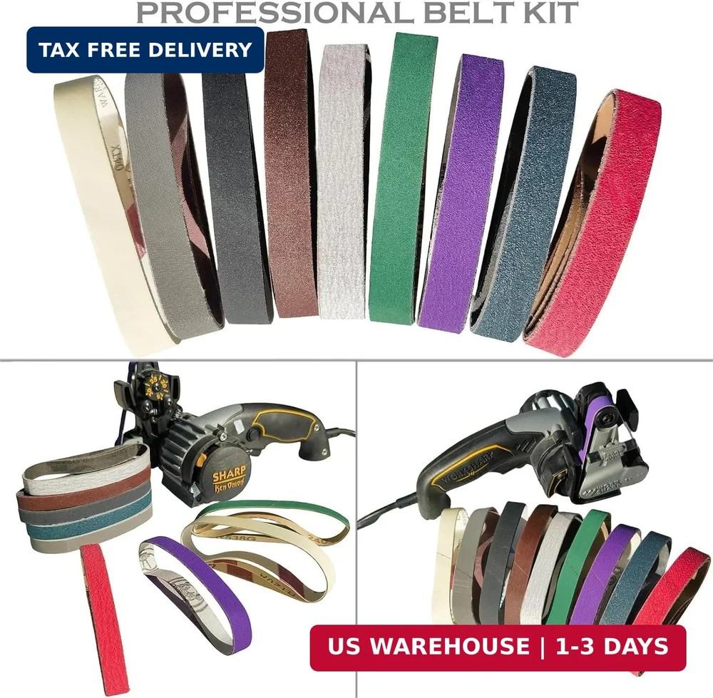 18 PCS 3/4" x 12" Replacement Knife Sharpener Sanding Belt Kit for Work Sharp Kn