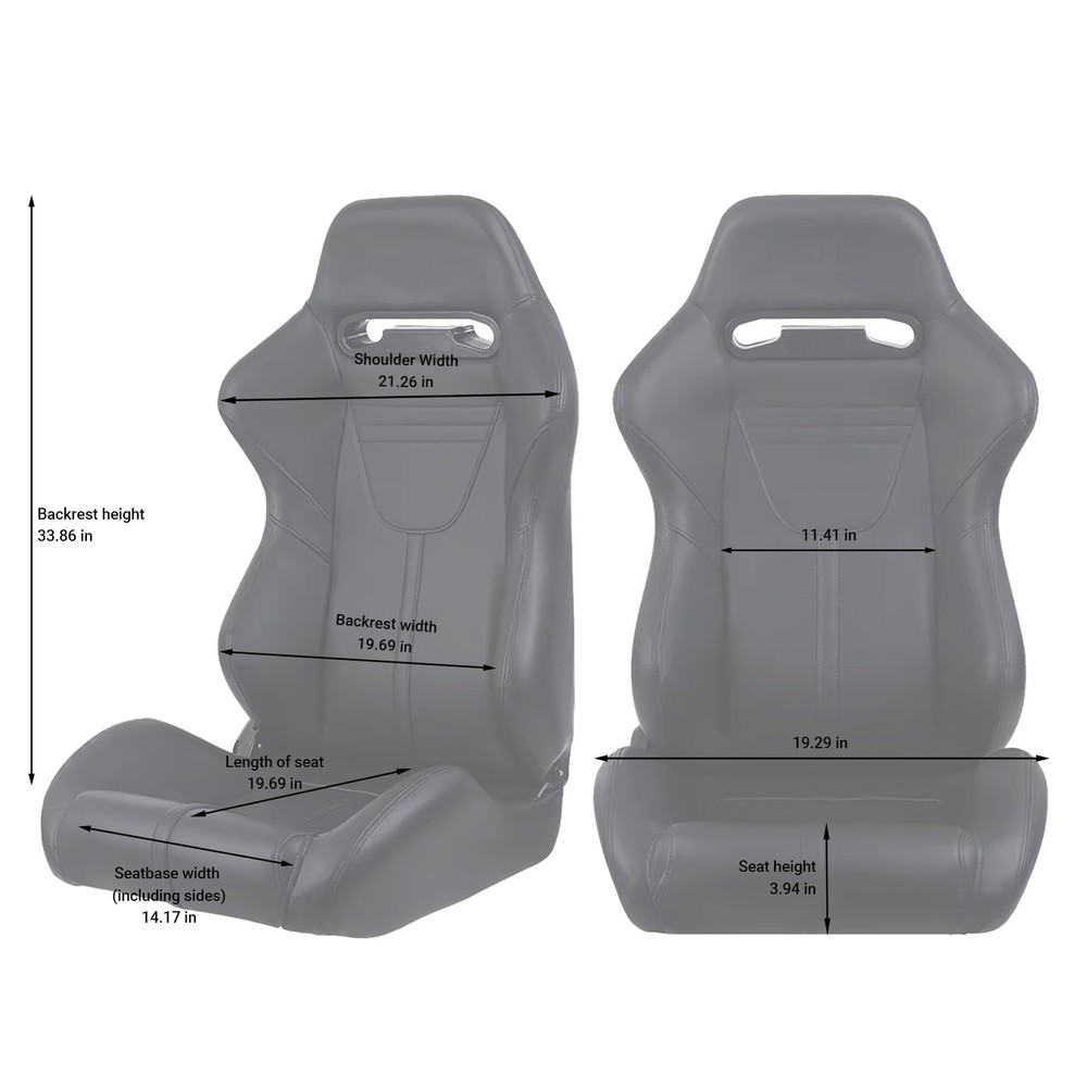 Universal Racing Seats Pair PVC Leather Reclinable Adjustable Sliders