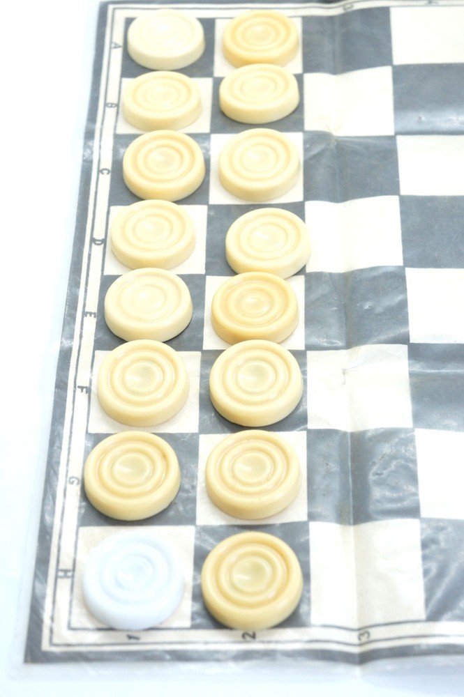USSR Plastic Chess and Checkers Set Two in One + Board