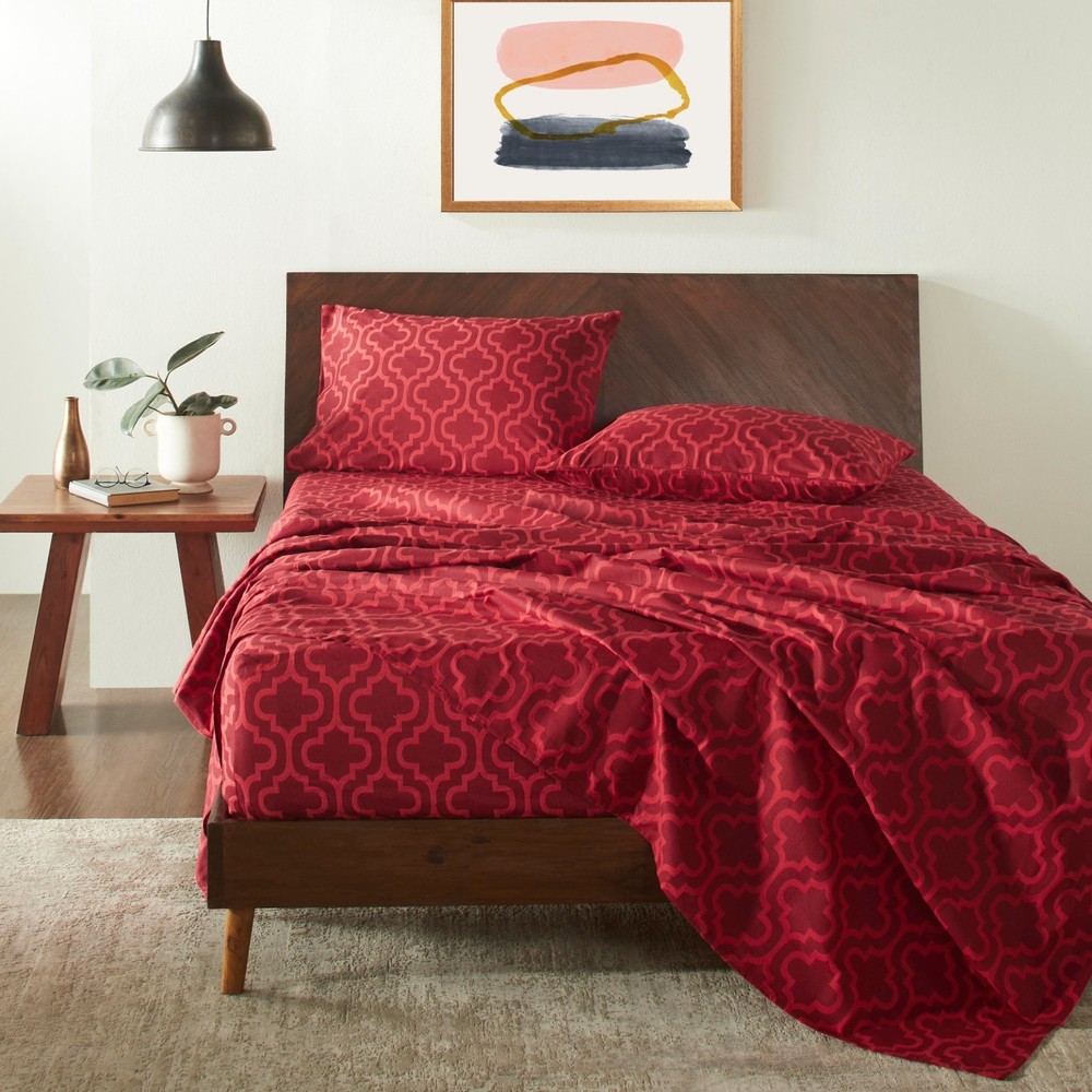 Flannel Cotton Trellis Deep Pocket Bed Sheet Set