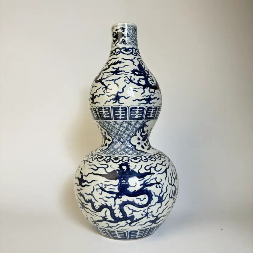 Blue-Glazed Incense Holder with Dragon Design - 42.5cm