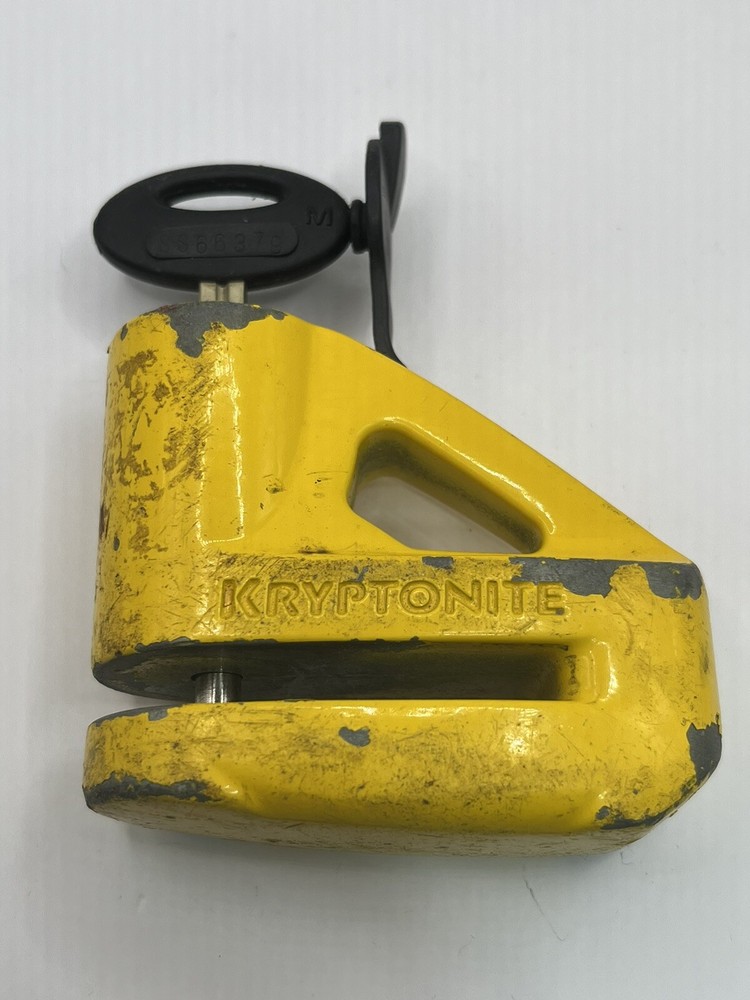 Kryptonite Motorcycle Disc Brake Lock Yellow With Key And Case