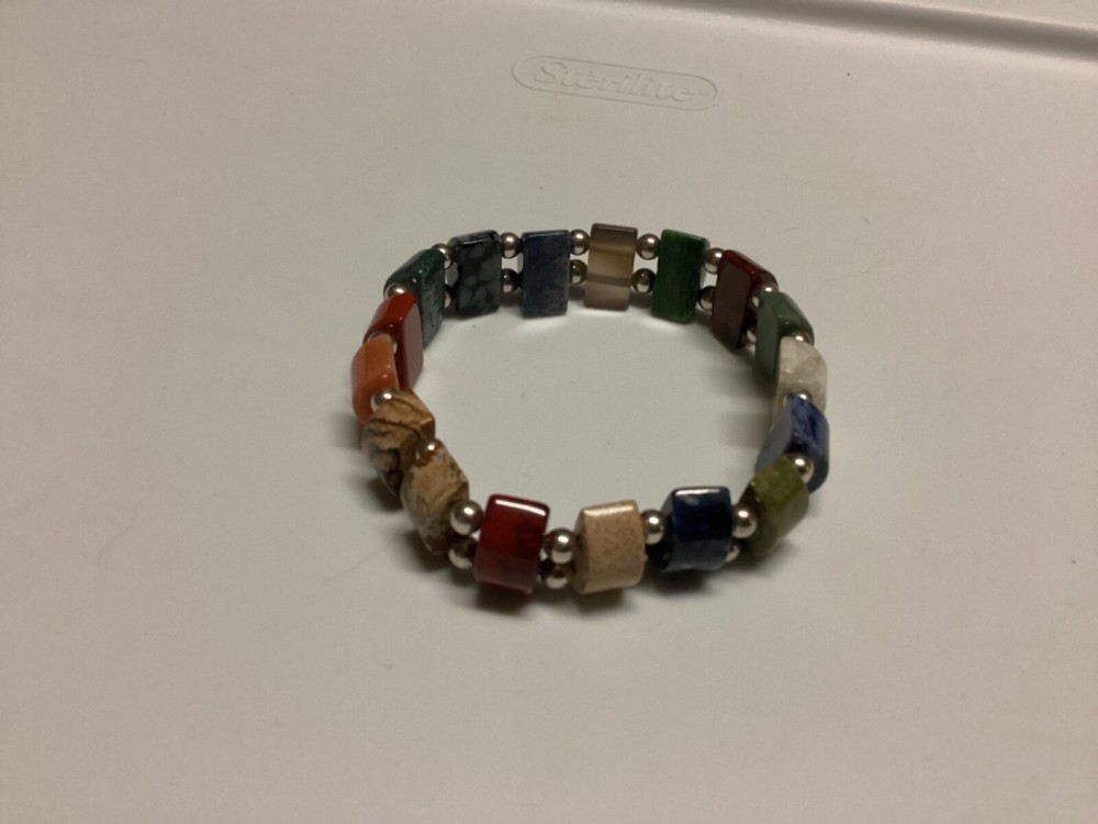 Jay King multi color gem sterling stretch bracelet