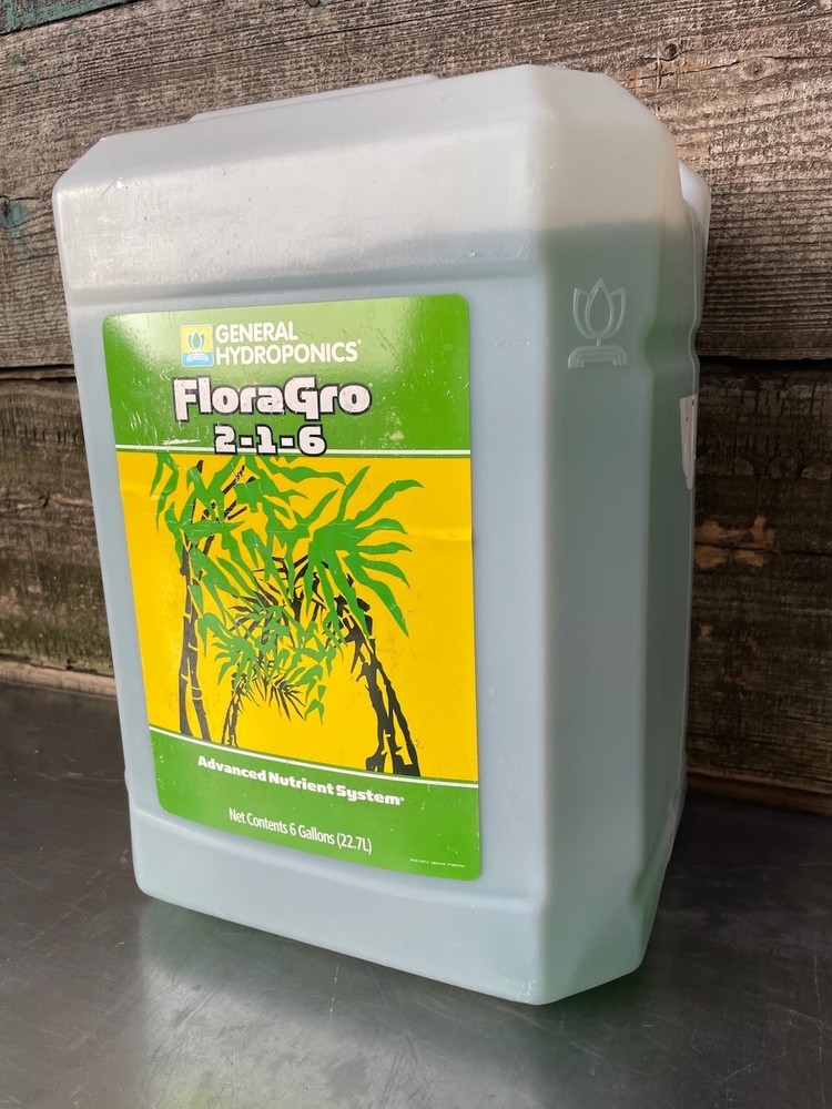 General Hydroponics FloraGro Liquid Fertilizer Nutrients Solution 6 Gallons