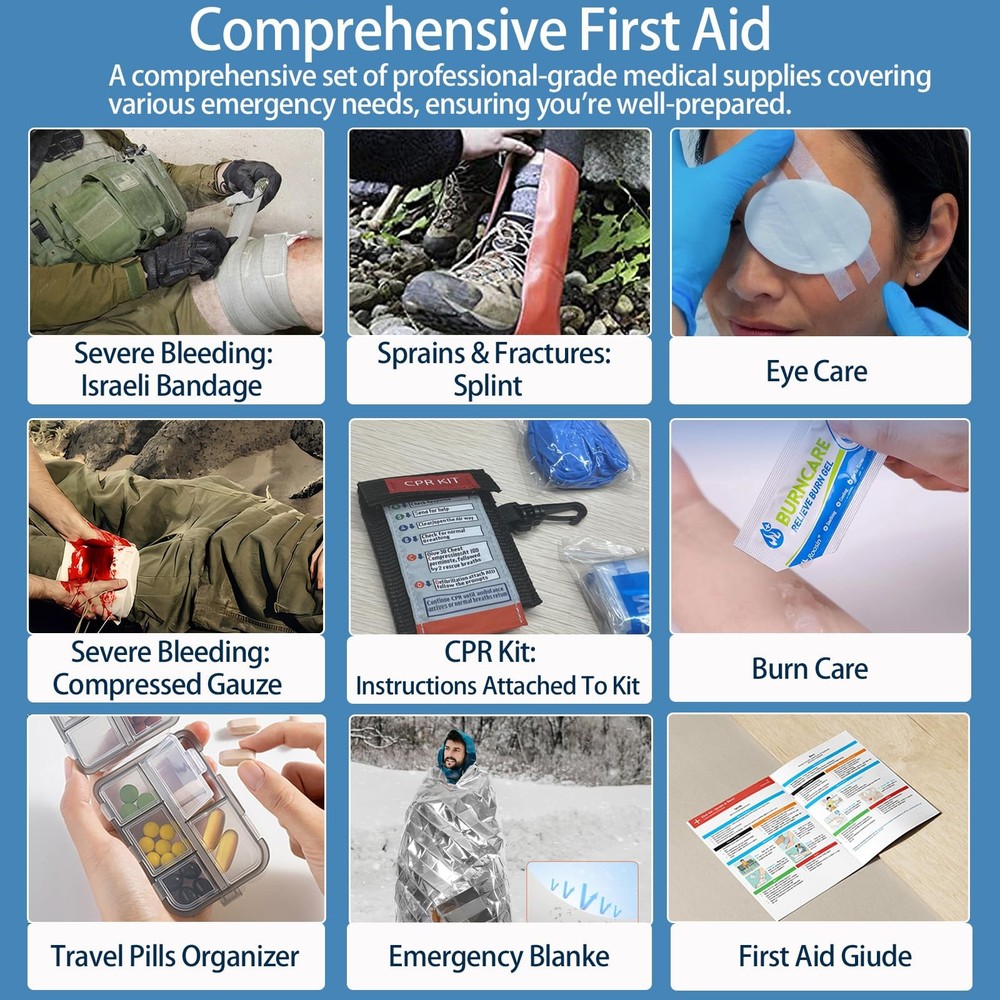 Professional Trauma First Aid Kit - Military-Grade Labelled Compartments