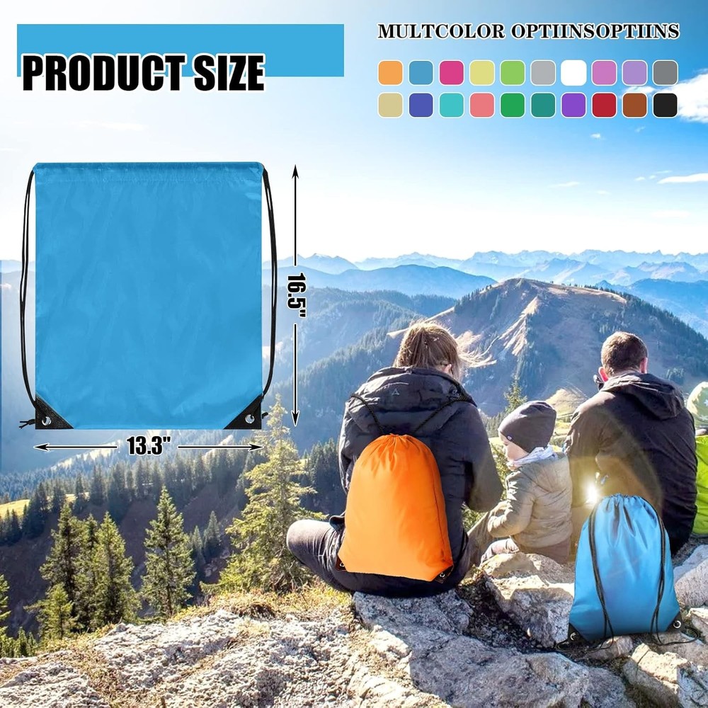 Drawstring Backpack Bulk 100Pcs Cinch Bag, Polyester Bags 20 Color