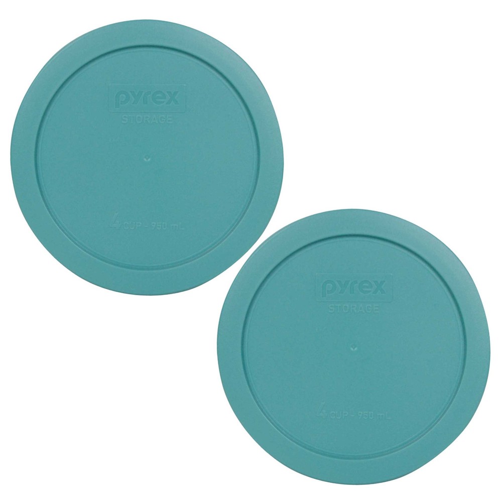 Pyrex 7201-PC 4 Cup Round Plastic Turquoise Replacement Lid for Glass Bowl 2PK