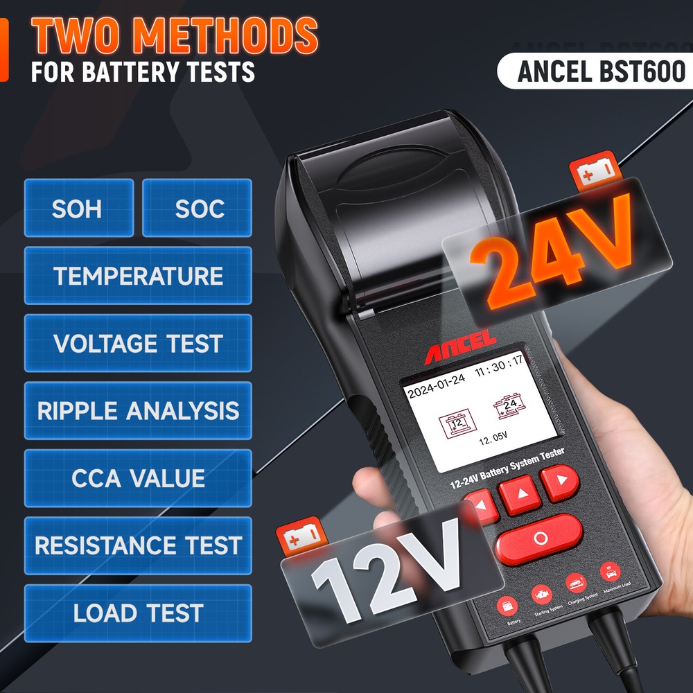 ANCEL BST600 Digital Car Battery Load Tester Charging Cranking System Analyzer