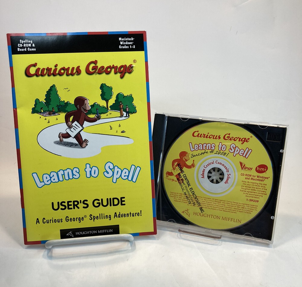 Curious George Learns to Spell CD-ROM PC Game & User's Guide Win98 MAC