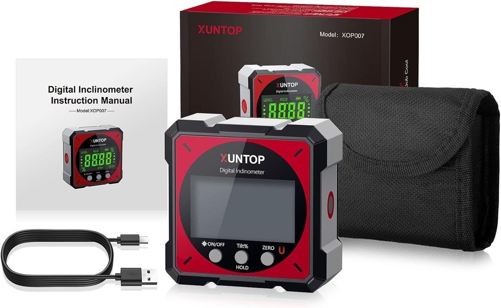 Compact USB Angle Gauge with Dual Laser & Automatic Inversion – Durable Design